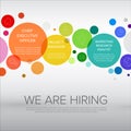 We are hiring minimalistic flyer template with position names on circle bubbles