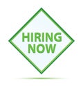 Hiring Now modern abstract green diamond button Royalty Free Stock Photo