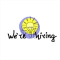 We are hiring. Hand drawn recruitment banner. Concept of both search for the best employees and pursuit of success