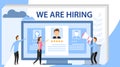 Hiring and recruitment concept with characters. We are hiring concept banner. Web recruit resources, choice, research or Royalty Free Stock Photo