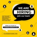 Hiring recruitment concept. Join our team flat style design template. Vector illustration. Open vacancy design Royalty Free Stock Photo