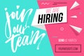 Hiring recruitment design poster. We are hiring brush lettering