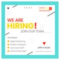We are Hiring recruitment open vacancy design, We are hiring join to team, job hiring, job vacancy