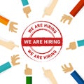 We are hiring recruitment people focus their attention to the seal emblem rubber stamp Royalty Free Stock Photo