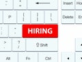 Hiring red keyboard button Royalty Free Stock Photo