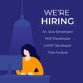 We are hiring software developers, vector banner