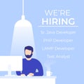 We are hiring software developers, vector banner