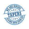 We are hiring tapers - come and join us! Blue printable label