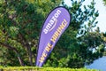 We Are Hiring. Text on feather flag banner advertising hiring by Amazon corporation in Silicon Valley Royalty Free Stock Photo