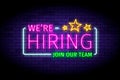 We are hiring vector illustration in realistic neon style