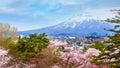 Mt. Iwaki with Full bloom Sakura - Cherry Blossom at Hirosaki park in Japan Royalty Free Stock Photo