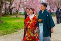 Unidentified Japanese gloom and bride at Hirosaki park