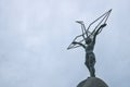 Hiroshima Childrens Peace Monument statue showing a girl with a origami crane on dark sky, Hiroshima, Japan Royalty Free Stock Photo