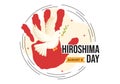 Hiroshima Day Vector Illustration on 6 August with Peace Dove Bird and Nuclear Explosion Background in Flat Cartoon Hand Drawn Royalty Free Stock Photo