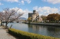 HIROSHIMA, JAPAN - APRIL 01, 2019: Atomic Bomb Dome or A-bomb dome Genbaku Dome-mae , a part of the Hiroshima Peace Memorial Royalty Free Stock Photo