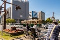 Hiroshima, Japan, famous old green tram car no 651 which survived atomic bombing. Royalty Free Stock Photo