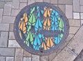manhole cover of Hiroshima, Japan.