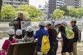 Hiroshima, Japan - May 25, 2017: Volunteer teacher is telling a