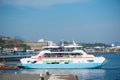 Ferries boat crossing the inland sea between Miyajimaguchi and Miyajima