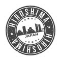 Hiroshima Japan Round Stamp Icon Skyline City badge.