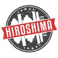 Hiroshima Japan Round Travel Stamp Icon Skyline City Design Seal Badge Illustration Clipart.