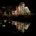 Hiroshima Peace Dome night with reflection Royalty Free Stock Photo