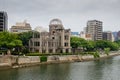 The Hiroshima Peace Memorial or Genbaku Dome, Atomic Bomb Dome or A-Bomb Dome  on Motoyasu River Royalty Free Stock Photo