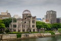 The Hiroshima Peace Memorial or Genbaku Dome, Atomic Bomb Dome or A-Bomb Dome  on Motoyasu River Royalty Free Stock Photo