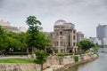 The Hiroshima Peace Memorial or Genbaku Dome, Atomic Bomb Dome or A-Bomb Dome  on Motoyasu River Royalty Free Stock Photo