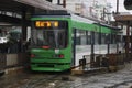 Hiroshima`s tram in rain, Japan