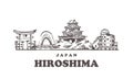 Hiroshima sketch skyline. Hiroshima, Japan hand drawn vector illustration