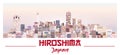 Hiroshima skyline in bright color palette vector illustration