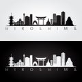 Hiroshima skyline and landmarks silhouette