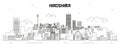 Hiroshima cityscape line art vector illustration