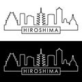 Hiroshima skyline. Linear style.