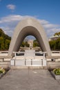 Hiroshima Victims Memorial Cenotaph in Hiroshima Peace Memorial Park, Japan