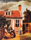 Figures in a Courtyard behind a House, Pieter de Hooch, c. 1663 - c. 1665