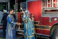 His Eminence, Archbishop Michael of NY and NJ, offers prayers for victims of Covid-19 and 9/11/2001, and firetruck blessing