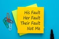 His Her Their and Not Me Fault Royalty Free Stock Photo