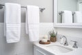 his and hers bathroom towels hanging on a rack Royalty Free Stock Photo