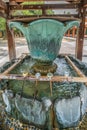 Hishaku dippers of Chozuya or Temizuya water ablution pavilion at Yakushi-Ji temple. Listed as UNESCO World Heritage Site, as Hist