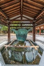 Hishaku dippers of Chozuya or Temizuya water ablution pavilion at Yakushi-Ji temple.