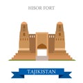 Hisor Fort in Dushanbe Tajikistan vector flat attraction travel