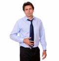 Hispanic adult man with stomach pain