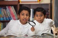 Hispanic Boys in Home-school Studying Rocks Royalty Free Stock Photo