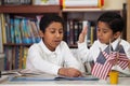 Hispanic Boys in Home-school Studying Rocks Royalty Free Stock Photo