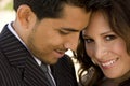 Hispanic bride and groom on their wedding day.