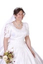 Hispanic Bride in white couture wedding dress