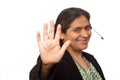 Hispanic Businesswoman Holds Up Hand For High Five