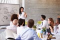 Hispanic Businesswoman Leading Meeting At Boardroom Table Royalty Free Stock Photo